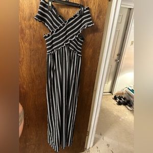 Black and white stripe maxi dress, slits on the side